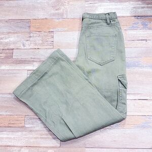 REFUGE Khaki cargo jeans with wide leg